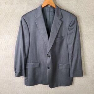 Society Brand LTD Jacket Mens 46R Gray‎ Striped Blazer Two Button Suit Jacket
